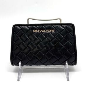 Michael Kors Medium Quilted Bifold Zip Chain Wallet Black